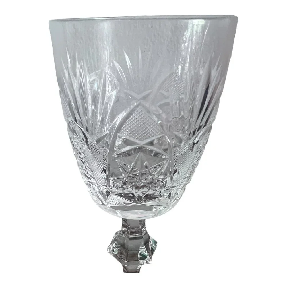 5 Crystal Cordial Goblets, Faceted Stem, 6.5 Inches Tall - Picture 8 of 10